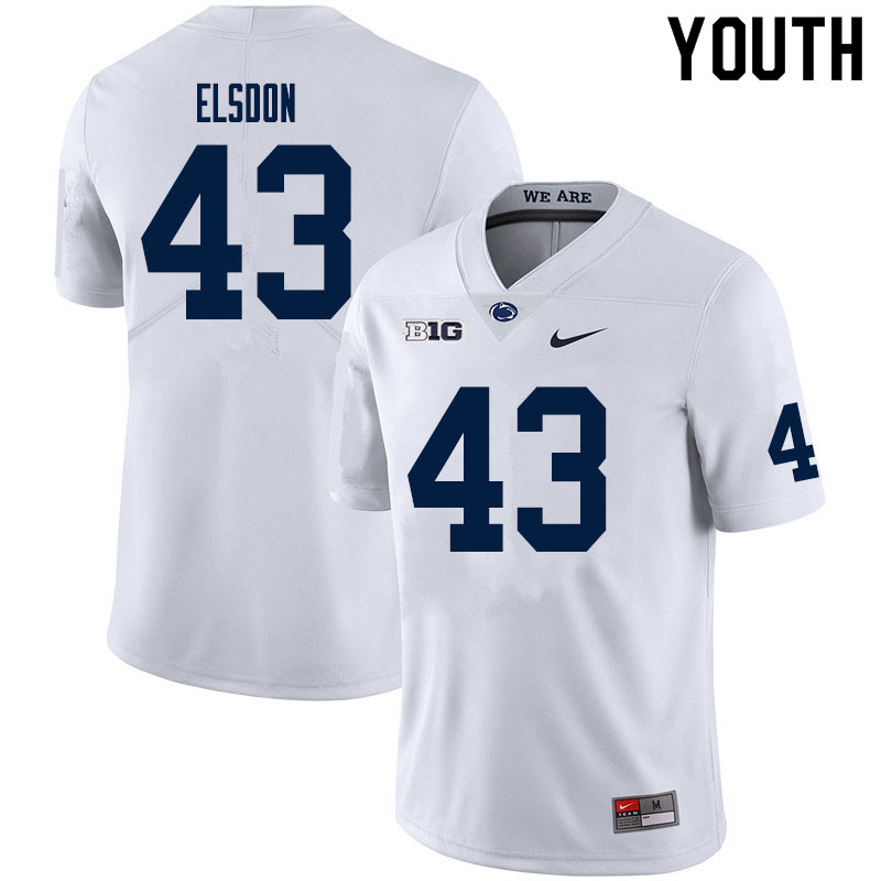 Youth #43 Tyler Elsdon Penn State Nittany Lions College Football Jerseys Sale-White